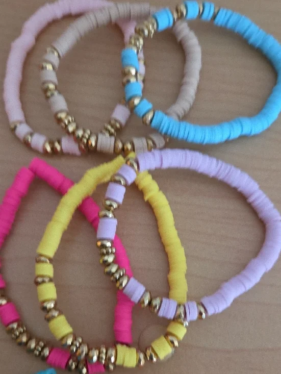 Colorful 9 Piece Bracelet Set with Green Polka Dot Organizer/jewelry Pouch - Picture 6 of 7